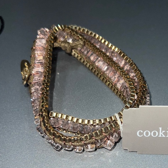 Cookie Lee Gold Tone and Light Pink Genuine Crystal Bracelet NWT - Picture 4 of 7